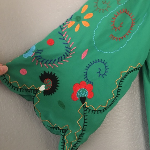 Green Cold Shoulder Summer Dress Size M - Picture 3 of 4